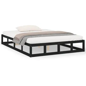 vidaXL Cadre de lit Noir 180x200 cm Super King Bois massif pas cher