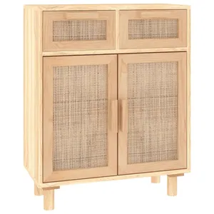 Comparateur de prix : vidaXL Buffet Marron 60x30x75 cm Bois de pin massif et rotin naturel