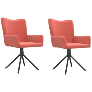 vidaXL Chaises pivotantes à manger lot de 2 Rose Velours pas cher