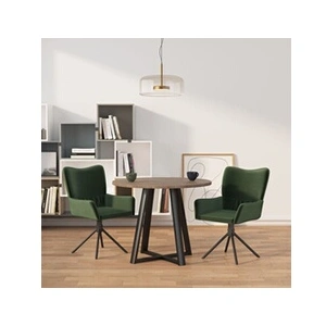 vidaXL Chaises pivotantes à manger lot de 2 Vert foncé Velours pas cher
