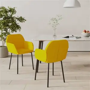 vidaXL Chaises à manger lot de 2 Jaune Velours pas cher