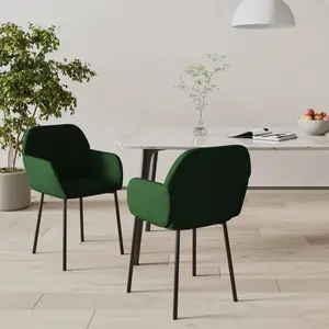 vidaXL Chaises à manger lot de 2 Vert foncé Velours pas cher