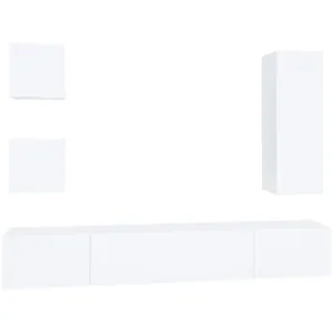 vidaXL Ensemble de meubles TV 5 pcs Blanc Bois d'ingénierie pas cher