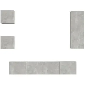 vidaXL Ensemble de meubles TV 5 pcs Gris béton Bois d'ingénierie pas cher