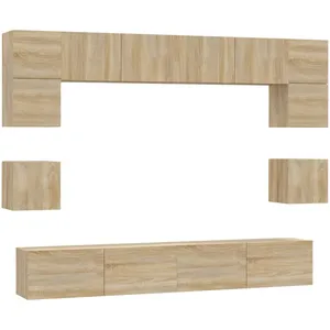 vidaXL Ensemble de meubles TV 8 pcs Chêne sonoma Bois d'ingénierie pas cher