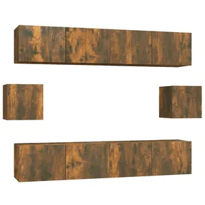 vidaXL Ensemble de meubles TV 6 pcs Chêne fumé Bois d'ingénierie pas cher