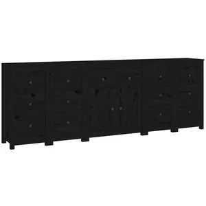 vidaXL Buffet Noir 230x35x80 cm Bois massif de pin pas cher