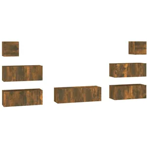 vidaXL Ensemble de meubles TV 7 pcs Chêne fumé Bois d'ingénierie pas cher