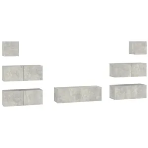 Comparateur de prix : vidaXL Ensemble de meubles TV 7 pcs Gris béton Bois d'ingénierie