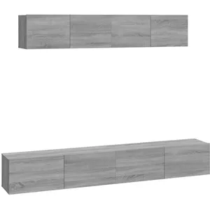 vidaXL Ensemble de meubles TV 4 pcs Sonoma gris Bois d'ingénierie pas cher