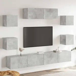 vidaXL Ensemble d'armoires TV 7 pièces gris béton Bois composite pas cher