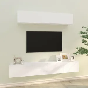 vidaXL Ensemble de meubles TV 4 pcs Blanc Bois d'ingénierie pas cher