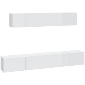 vidaXL Ensemble de meubles TV 4 pcs Blanc brillant Bois d'ingénierie pas cher