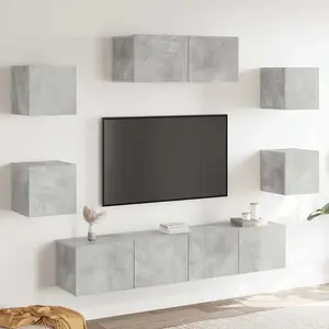 vidaXL Ensemble d'armoires TV 7 pièces gris béton Bois composite pas cher