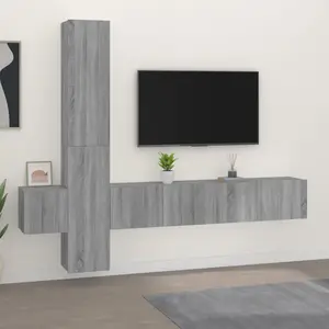 Vidaxl ensemble de meubles tv 5 pcs sonoma gris bois d'ingénierie pas cher
