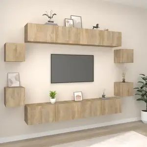 Comparateur de prix : vidaXL Ensemble de meubles TV 8 pcs Chêne sonoma Bois d'ingénierie