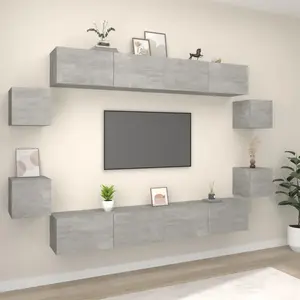 vidaXL Ensemble de 8 meubles TV en bois gris béton pas cher
