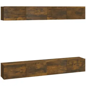 Comparateur de prix : Non communiqué vidaXL Meubles TV muraux 4 pcs Chêne fumé 100x30x30 cm