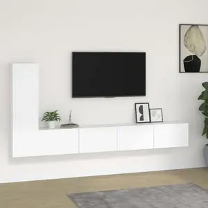 vidaXL Ensemble de meubles TV 3 pcs Blanc Bois d'ingénierie pas cher