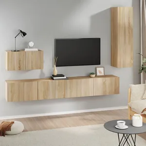vidaXL Ensemble de meubles TV 4 pcs Chêne sonoma Bois d'ingénierie pas cher
