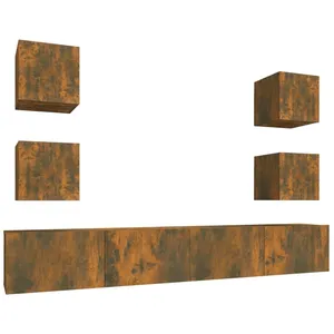 vidaXL Ensemble de meubles TV 6 pcs Chêne fumé Bois d'ingénierie pas cher