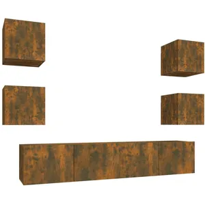 vidaXL Ensemble de meubles TV 6 pcs Chêne fumé Bois d'ingénierie pas cher