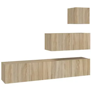 vidaXL Ensemble de meubles TV 4 pcs Chêne sonoma Bois d'ingénierie pas cher