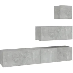 vidaXL Ensemble de meubles TV 4 pcs Gris béton Bois d'ingénierie pas cher