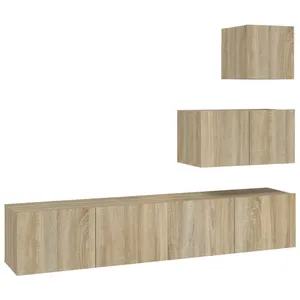 vidaXL Ensemble de meubles TV 4 pcs Chêne sonoma Bois d'ingénierie pas cher