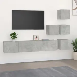 vidaXL Armoire TV murale gris béton Matériau dérivé du bois pas cher