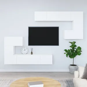 vidaXL Meuble TV mural Blanc Bois d'ingénierie pas cher