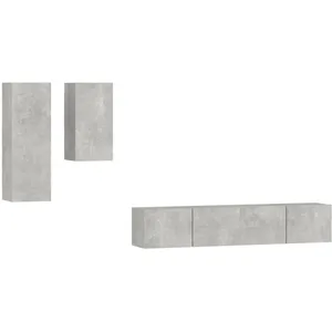 Comparateur de prix : vidaXL Ensemble de meubles TV 4 pcs Gris béton Bois d'ingénierie