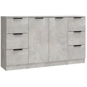 vidaXL Buffets 3 pcs gris béton bois d'ingénierie pas cher