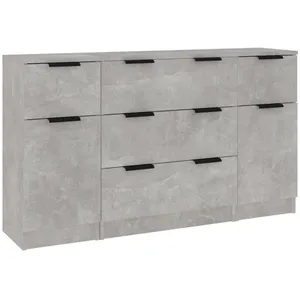 vidaXL Ensemble de buffets 3 pcs Gris béton Bois d'ingénierie pas cher
