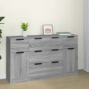 vidaXL Ensemble de buffets 3 pcs Sonoma gris Bois d'ingénierie pas cher