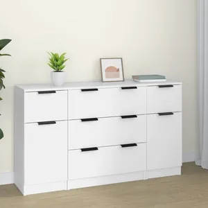 vidaXL Ensemble de buffets 3 pcs Blanc Bois d'ingénierie