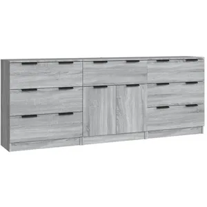 Comparateur de prix : vidaXL Buffets 3 pcs Sonoma gris Bois d'ingénierie