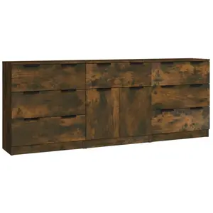 Comparateur de prix : vidaXL Buffets 3 pcs Chêne fumé Bois d'ingénierie