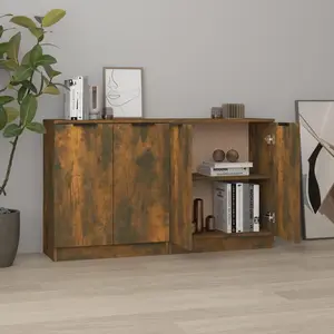 vidaXL Buffets 2 pcs Chêne fumé 60x30x70 cm Bois d'ingénierie pas cher