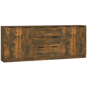 vidaXL Buffets 3 pcs Chêne fumé Bois d'ingénierie
