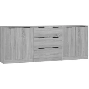 Comparateur de prix : vidaXL Buffets 3 pcs Sonoma gris Bois d'ingénierie