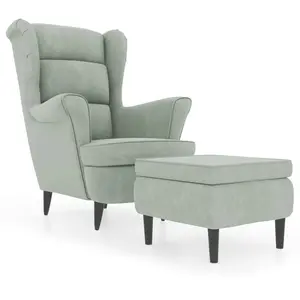 Comparateur de prix : vidaXL Fauteuil à oreilles avec tabouret gris clair velours