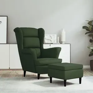 Comparateur de prix : vidaXL Fauteuil à oreilles avec tabouret vert foncé velours