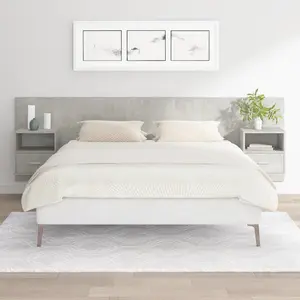 vidaXL Tête de lit avec armoires Gris béton Bois d'ingénierie pas cher