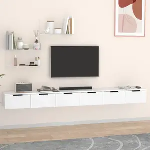 Comparateur de prix : vidaXL Armoires murales 2 pcs Blanc 102x30x20 cm Bois d'ingénierie
