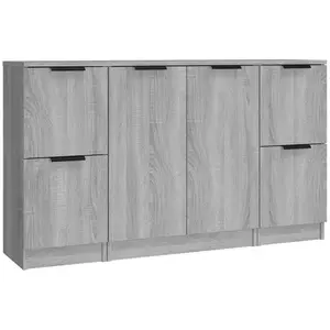 vidaXL Buffets 3 pcs Sonoma gris Bois d'ingénierie pas cher