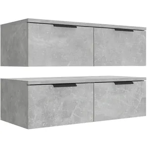 Comparateur de prix : vidaXL Armoires murales 2 pcs Gris béton 68x30x20 cm Bois d'ingénierie