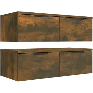Comparateur de prix : vidaXL Armoires murales 2 pcs Chêne fumé 68x30x20 cm Bois d'ingénierie