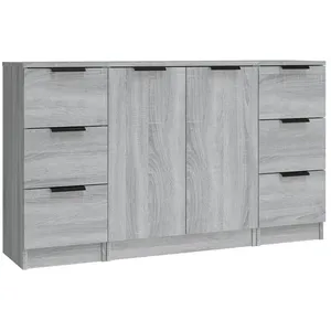 vidaXL Buffets 3 pcs Sonoma gris Bois d'ingénierie