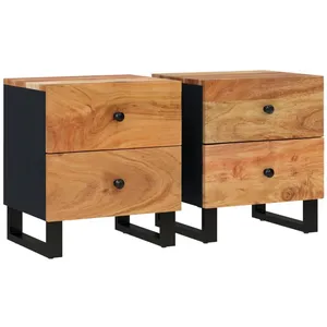 vidaXL Tables de chevet 2 pcs 40x33x46 cm Bois d'acacia massif pas cher